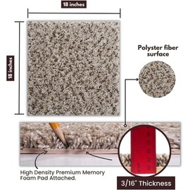 Smart Squares in A Snap Premium Plush Carpet Tiles, Made in USA – 18x18 Peel and Stick Floor Tiles with Attached Padding – Seamless DIY Carpet Squares (22.5 Sq Ft, Pack of 10, 537 Crystal)