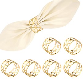 6 Stück Serviettenringe Gold, Elegante Serviettenringe für Hochzeiten, Hochwertige Servietten Gold aus Metall, Klassische Servietten Ringe, Perfekte Tischdekoration für Festlichkeiten