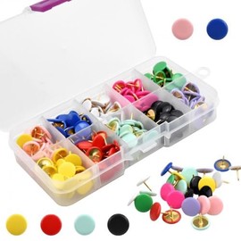 Ehuihuan Drawing Pins, Pack of 300 Colourful Metal Drawing Pins, Round Creative Push Pins, Fashion Padding Pins in 10 Colours, Head Diameter: 10 mm
