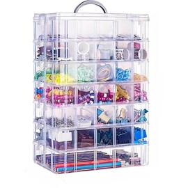 Whonline 7-Tier Stackable Storage Container Box with 70 Compartments, Plastic Organizer Box for Arts and Crafts, Toy, Fuse Beads, Washi Tapes, Sewing Supplies