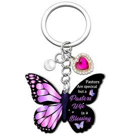 Uerifr Pastor Appreciation Gifts For Women Purple Butterfly Keychain Gifts For Wife Thank You Gifts For Her Birthday Christian Gifts For Pastors Wife Best Pastor Gift