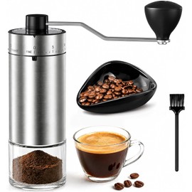 Molino de Cafe Manual con 40 Ajustes Externos, Molinillo de Cafe con Muelas Cónicas de Cerámica, Molino Manual de Cafe Portátil para Espresso, Pour Over, AeroPress, Prensa Francesa, Cold Brew 40 ajustes de molienda, acero inoxidable, bajo ruido, portátil