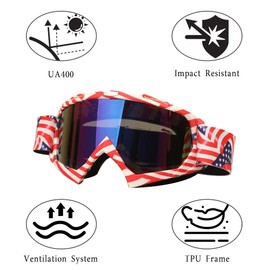 qianliyer Motocross Goggles - Dirt Bike Motorcycle Goggles for Men, Women & Youth - Off-Road Riding Racing - Anti-Scratch Clear Lens - Adjustable Strap - Comfortable Foam Padding