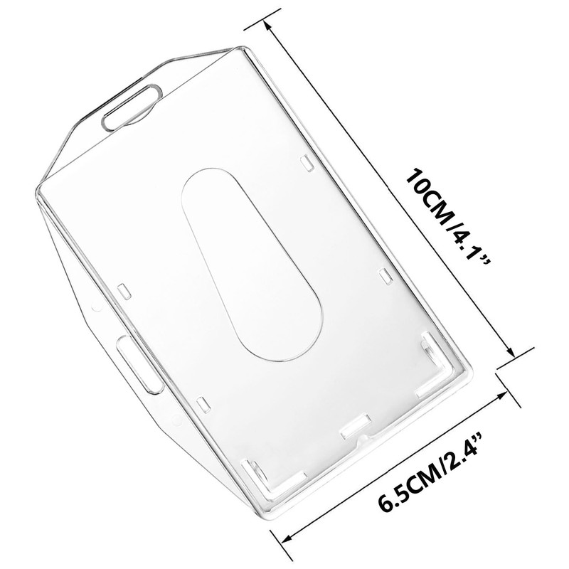 2 Pack Hard Plastic Badge Holder, Dual-Sided Horizontal and Vertical