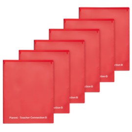 ECR4Kids 2-Pocket Parent-Teacher Classroom Communication Folder, Flexible Tear-Resistant Plastic Folder with Pockets, Letter Size Paper, Red (36-Pack)