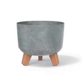 Prosperplast Gracia Concrete Effect Flower Pot with Removable Legs, Suitable for Indoor and Outdoor Use, Plastic (Concrete, Diameter 200 mm)