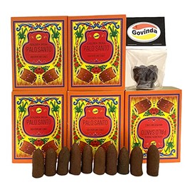 Palo Santo Highly Scented Sreevani Backflow Incense Cones for Waterfall Aromatic Smoke Fountain Haze Falls and Lotus Burner Bundle - 50 Cones