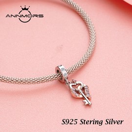 Annmors Marry Christmas Charm Love Pendant S925 Sterling Silver Bracelet Bead with Cubic Zirconia for European Bracelets Necklace, Mother's Day Jewellery Gift Christmas for Men and Women, Silver,