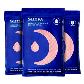 Exfoliating Washcloth Face & Body Scrub Towel - Japanese Exfoliating Towel with Hexagon Fibers, Body Scrubber with 2 Sides for Scrubbing & Washing, Extra Long Body Towel (Pink, 3 Pack)