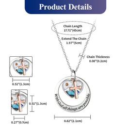 JewelryWe Women Mustard Cross Necklace: Ladies Christian Colorful Abalone Engraved Layered Pendant Faith Gift Stainless Steel Iridescent Necklace