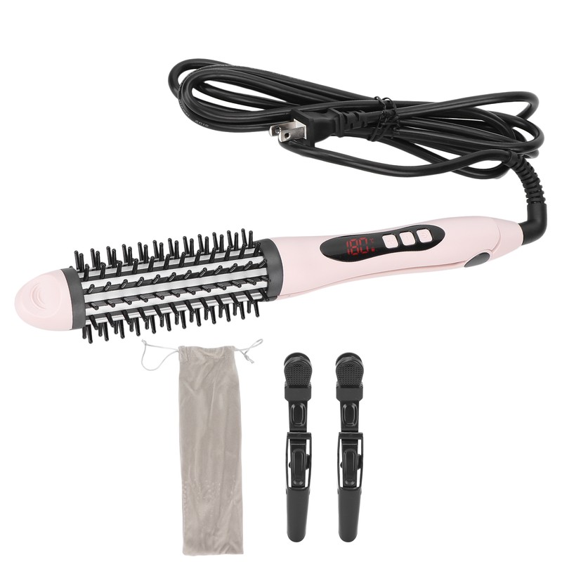 2‑in‑1 Hair Straightener Flat Iron Hot Round Brush Hair Straightening