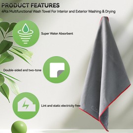 Unbranded x4 Car Drying Towel Suede& Coral Fleece Double-sided Clean Cloth Super Absorbent