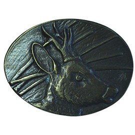 BELTINGER Belt Buckle Deer 4.0 cm | Buckle Interchangeable Buckle Belt Buckle 40 mm Solid | for Hunting Outfit | Interchangeable Belt up to 4 cm, Old Brass