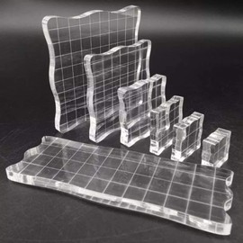 Pack of 7 Acrylic Stamp Blocks, Acrylic Clear Stamp Blocks with Grid, for Scrapbook Craft Production, DIY Design Decoration