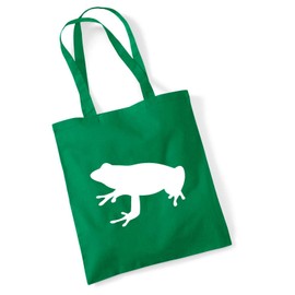 Huuraa Jute Bag Frog Toad Silhouette Bag Cotton 10 Litres Size with Motif for All Animal Lovers Gift Idea for Friends and Family, Green (Kelly green)