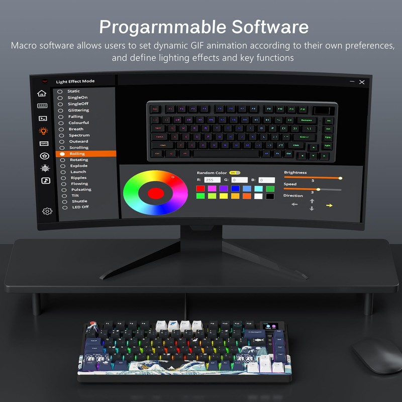 Womier S-K80 75% Keyboard with Color Multimedia Display Mechanical Gaming
