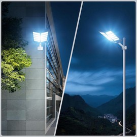 PFCTART 8000Watt Commercial Solar Street Flood Light Dusk to Dawn Road Outdoor Wall Lamp