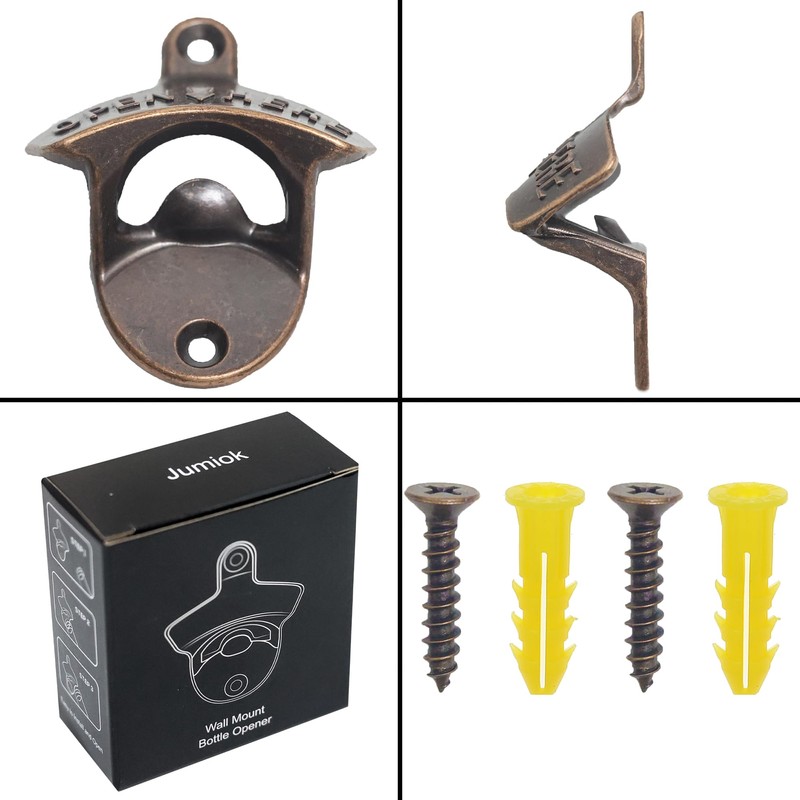 Jumiok Vintage Wall Magnetic Bottle Opener Post Mounted Beer Cap
