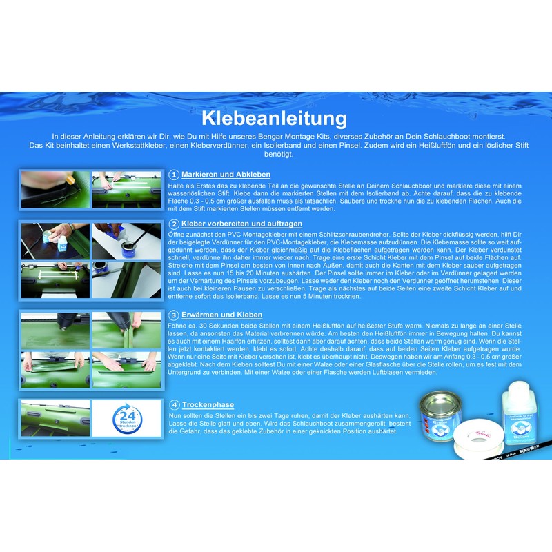 Rod holder flap for inflatable boats for sticking on Bengar