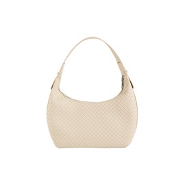 Verdusa Women's Casual Handbag Faux Woven Leather One Shoulder Tote Bag White One Size