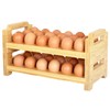 Bamboo Egg Holder & Storage - Stackable Large Capacity Organizer,