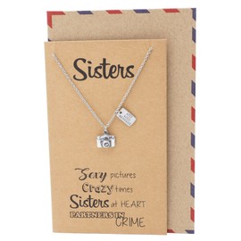 quan jewelry Cute Vintage Camera Miniature Jewelry for Women, Photography Gifts (Necklace - For Sisters)