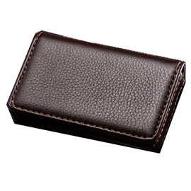 Braun PU Leather Business Card Holder Magnetic Name Card Holder Wallet Holder Suitable for Men and Women