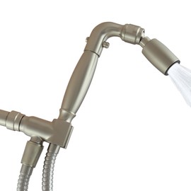 High Sierra® Solid Metal Handheld Shower Head, Lead-Free, Trickle Valve, Includes 72” Stainless Steel Hose with Silicone Inner Tube and Metal Handheld Holder. Low Flow 1.8 GPM. Brushed Nickel