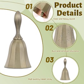 Super Loud Solid Brass Hand Call Bell, Small Hand Service Bell for Seniors Bedside Teacher Classroom Meditation Dinner Handbells for Ringing at Weddings Christmas Seniors Bedside School Service Crafts