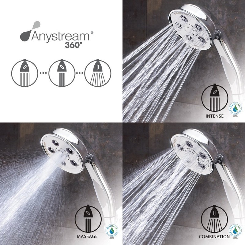 Speakman VS-3014-BN-E2 Caspian Anystream Multi-Function Handheld Shower Head, 2.0 GPM,