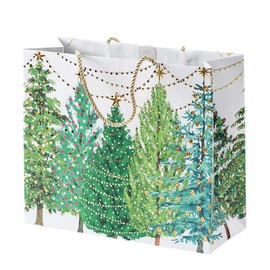Caspari Christmas Trees with Lights Large Gift Bag - 1 Each