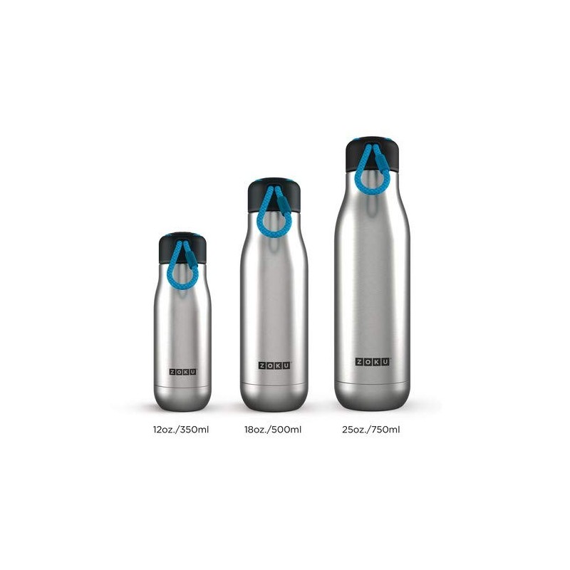 Zoku 350 ml Drinking Bottle, Stainless Steel, White, 6.7 x