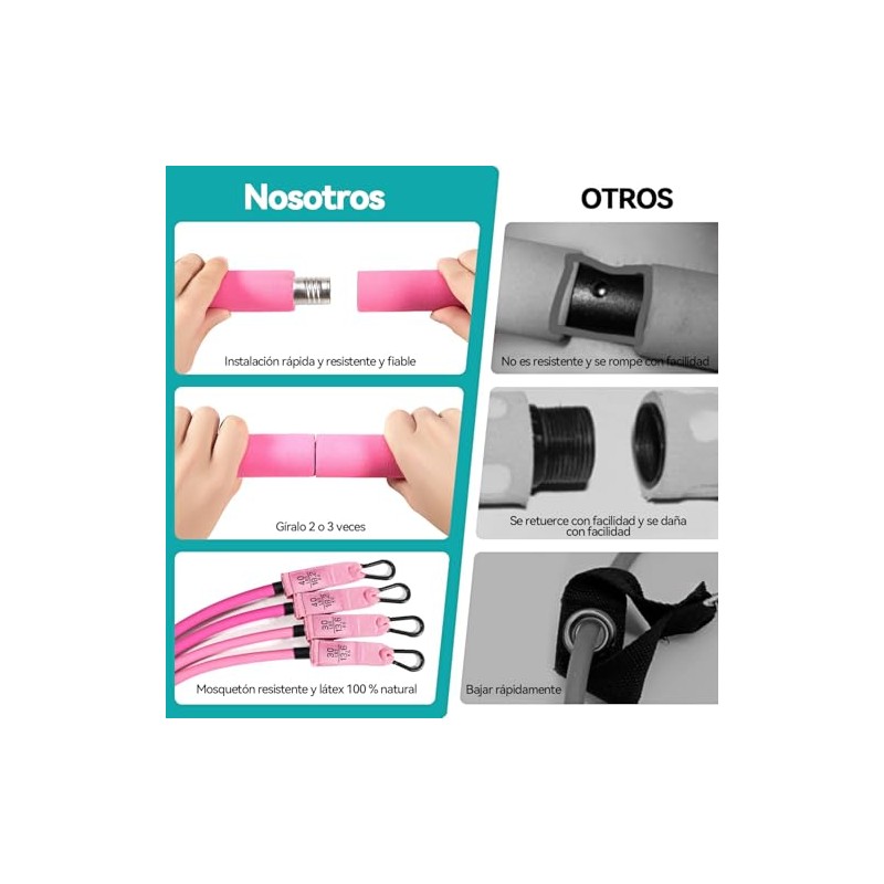 Kit de Pilates con Barra y Bandas de Resistencia, Ideal