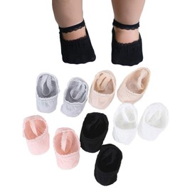 BEHELE - Calcetines de encaje antideslizantes para bebés recién nacidos, antideslizantes, de princesa, Mary Jane, 0-3T, 5 unidades, Multicolorido, 2-3T