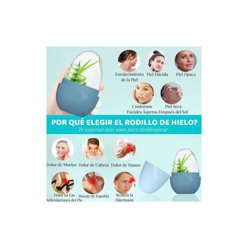 Rodillo Silicón Hielo Para Masaje Facial Reutilizable