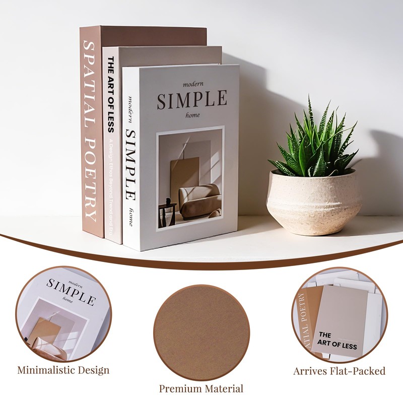 3Pcs Decorative Books, Fake Books for Coffee Table Decor Home