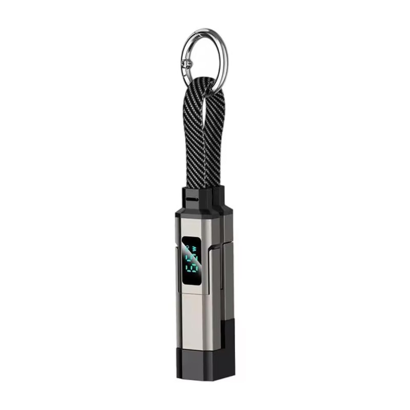 2-Pack 4-in-1 65W Keychain Charging Cables with Digital Power Display