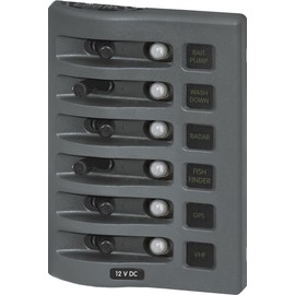 Blue Sea Systems 4376 WeatherDeck Water Resistant Circuit Breaker Panel - 6 Position - Grey