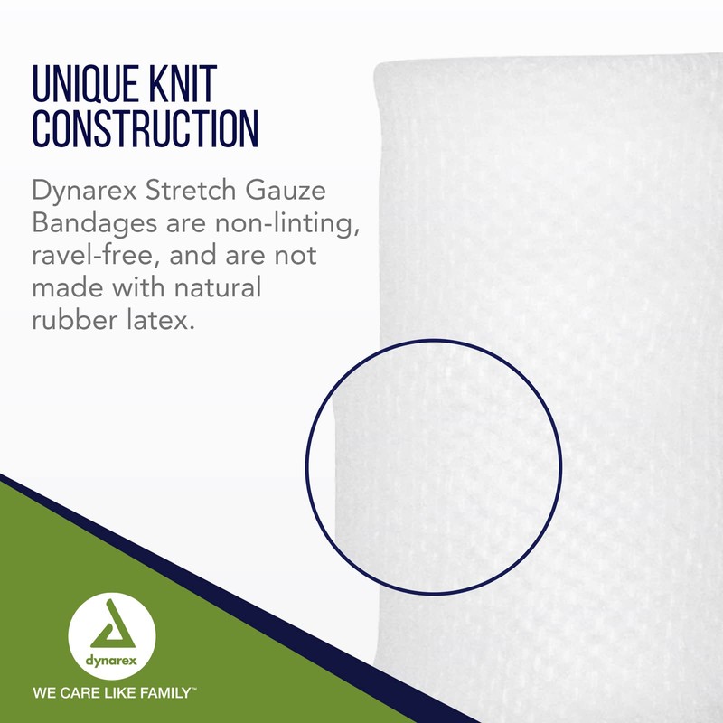 Dynarex 3103 Non Sterile Stretch Gauze Bandage Roll, 3" x