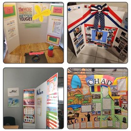 LonlyEagle Medium Trifold Poster Board, 24 x 16inches Poster Board with Double Sided Tapes and Cardboard, Corrugated Presentation,Science Fair Display Boards for School Project, Science Fair, Business