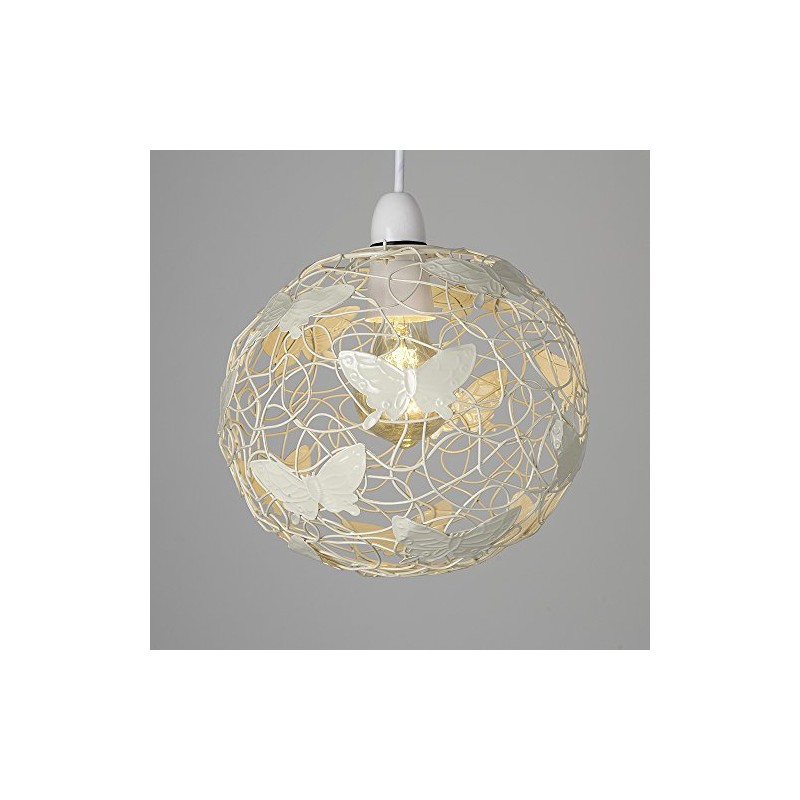 Modern Cream Wire Frame Globe Ceiling Pendant Light Shade with