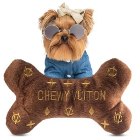 Bone Squeaky Dog Toy for Aggressive Chewers - Fashion Luxury Design Chewing Squeaky Sounding Bone Training Pet Toy - Dog Plush Dental Chew Toy for Small, Medium, Large Breed (Chewy)