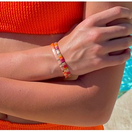 KELITCH Women Tila Beads Charm Bracelet Stretch Bracelets Candy Colors Wrap Friendship Bracelets