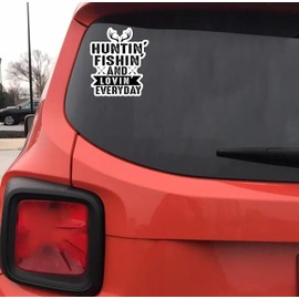Hunting Fishing and Lovin Everyday 6-Inch Vinyl Decal Sticker for Laptops, Water Bottles, Cars, Notebooks, and More – Durable, Waterproof, Weather-Resistant, Easy to Apply, and Long-Lasting