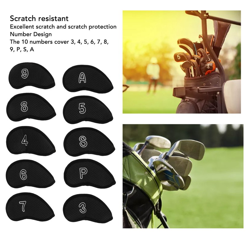 10 PCS Golf Club Head Covers Golf Iron Pole Net