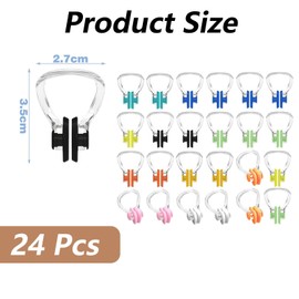 TUBAWD 24Pcs Nose Clips Swimming, Swimming Nose Clip, Nose Clip Nose Plug Reusable Waterproof Nose Protector Nose Protector Plug for Swimming Training Suitable for Beginner Swimmers