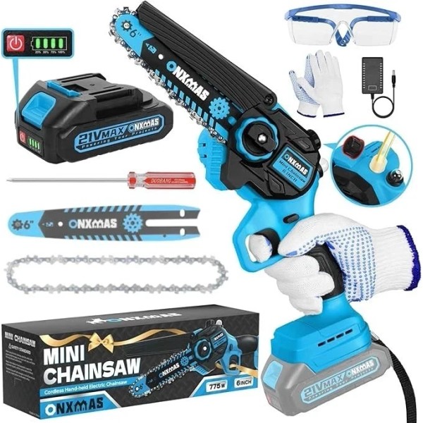 ONXMAS Mini Chainsaw 6 inch Cordless, Wood Ranger Mini Chainsaw