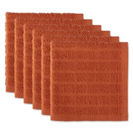 DII Basic Terry Collection Solid Windowpane Dishcloth Set, 12x12, Spice, 6 Piece