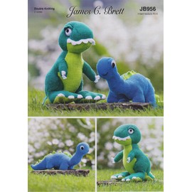 James Brett Double Knitting Pattern Kids Dinosaur Stuffed Toys T-Rex & Diplodocus JB956