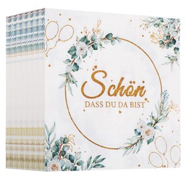 Pack of 80 Napkins (33 x 33 cm) 'Schön, dass du da bist!' 2-Ply Napkins Table Decoration for Christening, Communion, Confirmation or Wedding